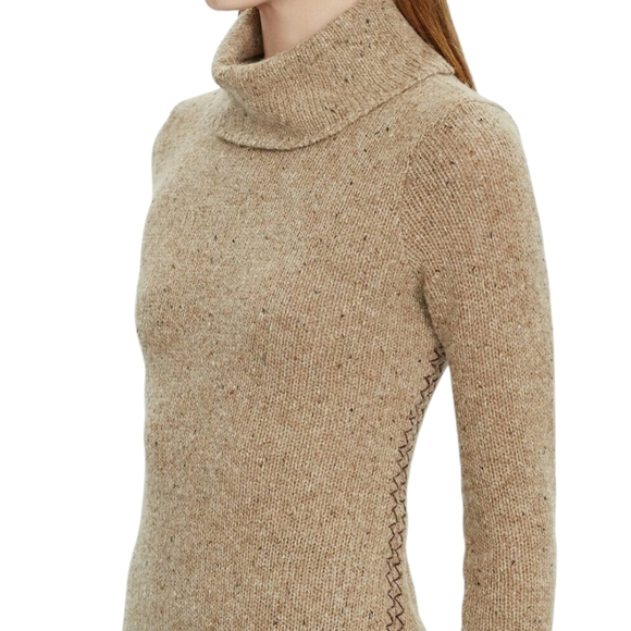 Lauren Ralph Lauren Knit Sweater Dress Brown Donegal Tweed Wool Blend Women’s L - Picture 17 of 17